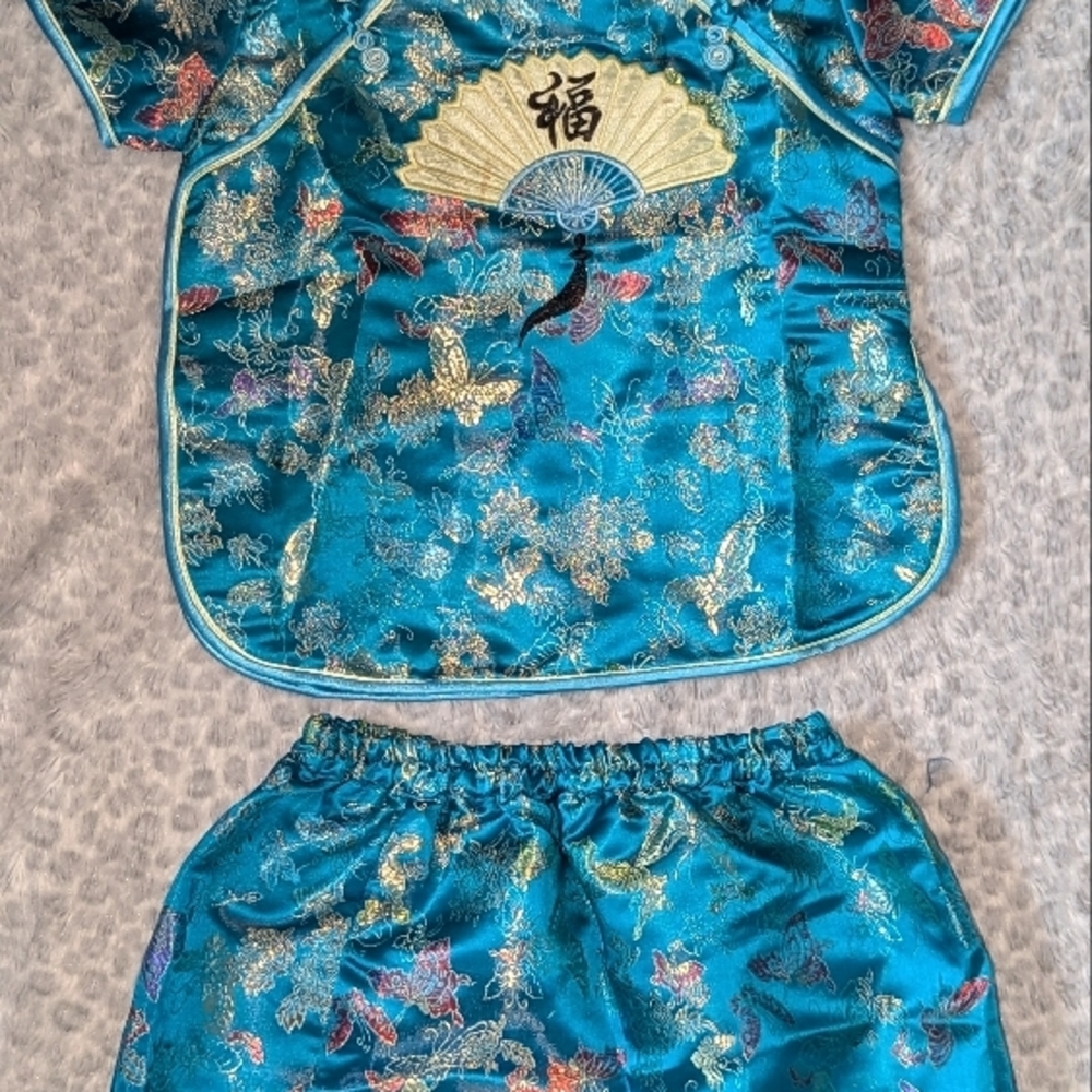 Traditional Blue Silk Outfit